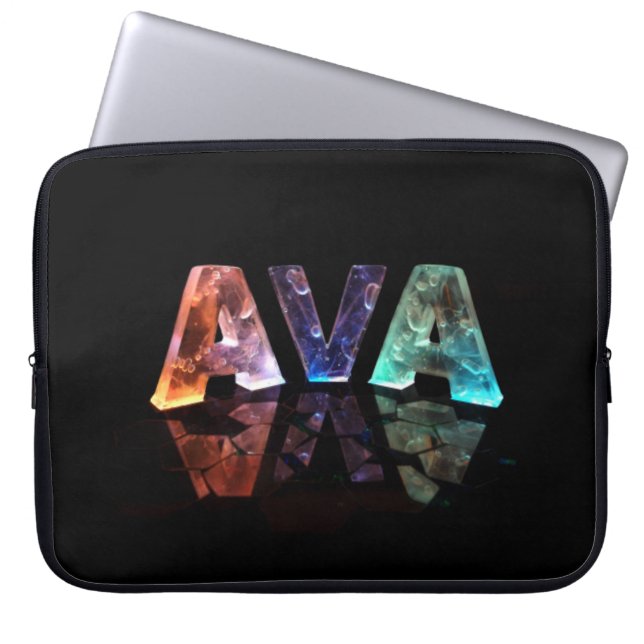 The Name Ava in 3D Lights Laptop Sleeve (Front)