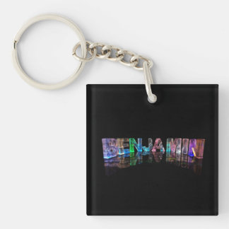 The Name Benjamin in 3D Lights Key Ring