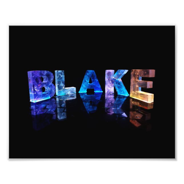The Name Blake in 3D Lights Photo Print (Front)