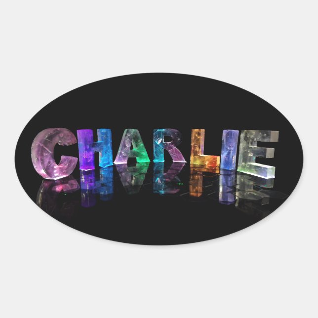 The Name Charlie in 3D Lights Oval Sticker (Front)