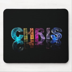 The Name Chris in 3D Lights Mouse Pad
