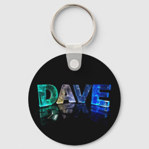 The Name Dave in 3D Lights (Photograph) Key Ring
