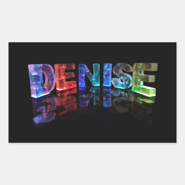 The Name Denise in 3D Lights (Photograph) Rectangular Sticker (Front)