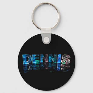 The Name Dennis in 3D Lights (Photograph) Key Ring