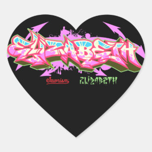 The name Elizabeth in graffiti-Stickers   Heart Sticker