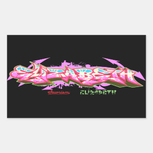 The name Elizabeth in graffiti-Stickers-Rectangle Rectangular Sticker
