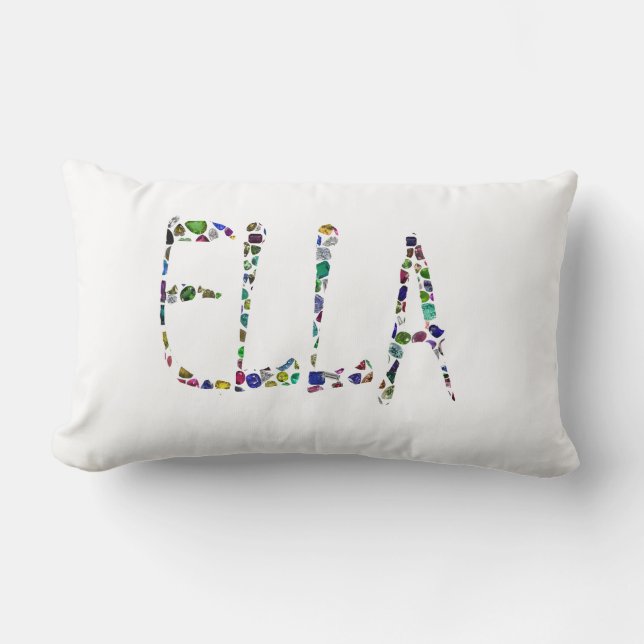 The name ELLA made with Gemstones Lumbar Cushion (Front)
