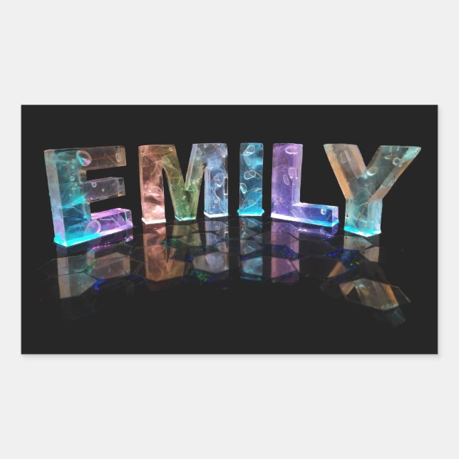 The Name Emily in 3D Lights (Photograph) Rectangular Sticker (Front)