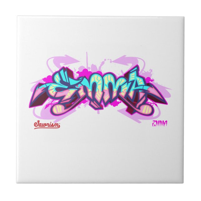 The name Emma in graffiti-Ceramic Tile (Front)
