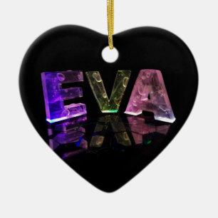 The Name Eva in 3D Lights (Photograph) Ceramic Ornament