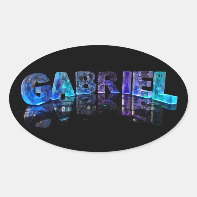 The Name Gabriel in 3D Lights (Photograph) Oval Sticker (Front)