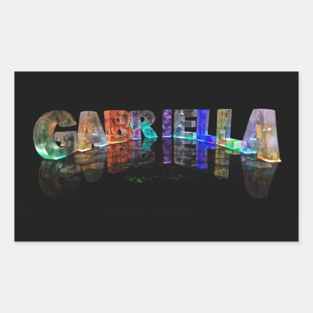 The Name Gabriella in 3D Lights (Photograph) Rectangular Sticker (Front)