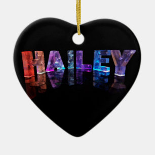 The Name Hailey in 3D Lights (Photograph) Ceramic Ornament