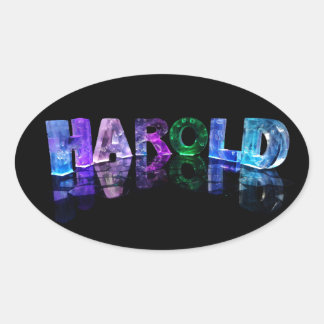 The Name Harold in 3D Lights (Photograph) Oval Sticker