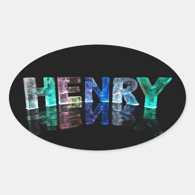 The Name Henry in 3D Lights (Photograph) Oval Sticker (Front)