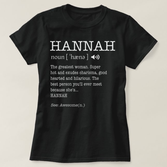 The Name Is Hannah Funny Adult Definition Women's  T-Shirt (Design Front)