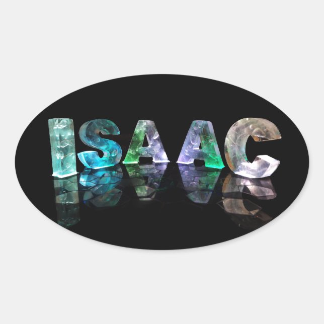 The Name Isaac in 3D Lights (Photograph) Oval Sticker (Front)
