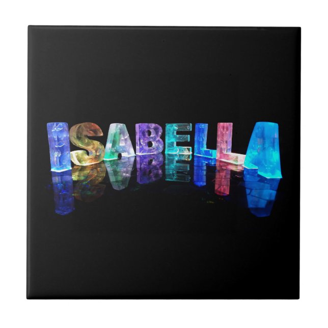 The Name Isabella in 3D Lights (Photograph) Ceramic Tile (Front)