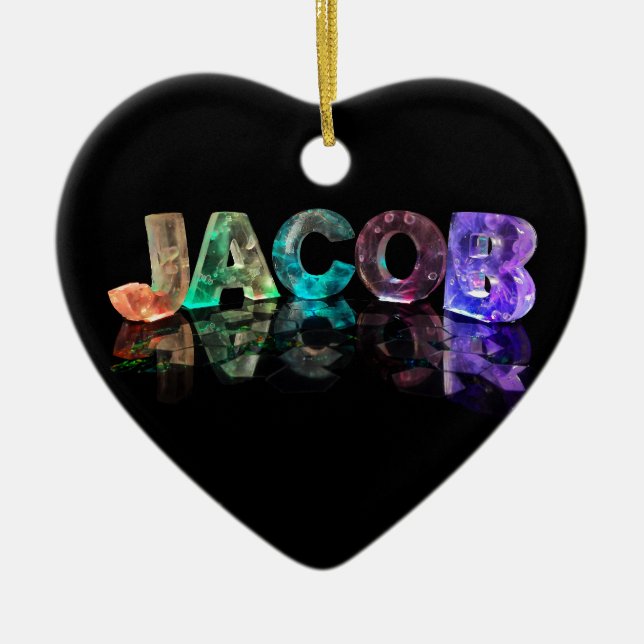 The Name Jacob in 3D Lights (Photograph) Ceramic Ornament (Front)