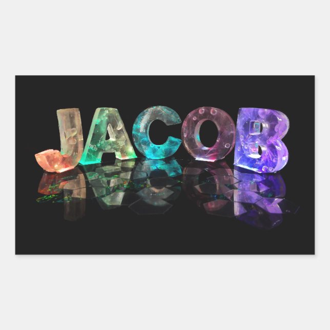 The Name Jacob in 3D Lights (Photograph) Rectangular Sticker (Front)