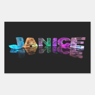The Name Janice in 3D Lights (Photograph) Rectangular Sticker
