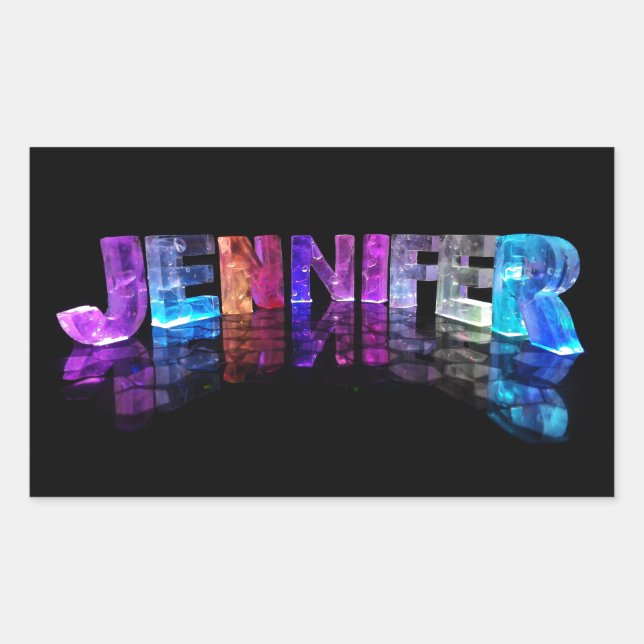 The Name Jennifer in 3D Lights (Photograph) Rectangular Sticker (Front)