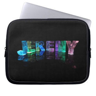 The Name Jeremy in 3D Lights (Photograph) Laptop Sleeve