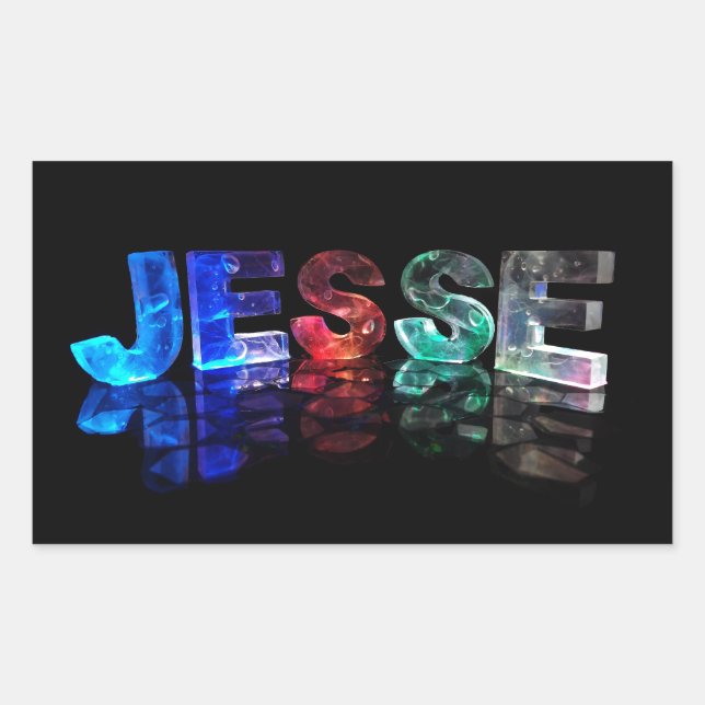 The Name Jesse in 3D Lights (Photograph) Rectangular Sticker (Front)