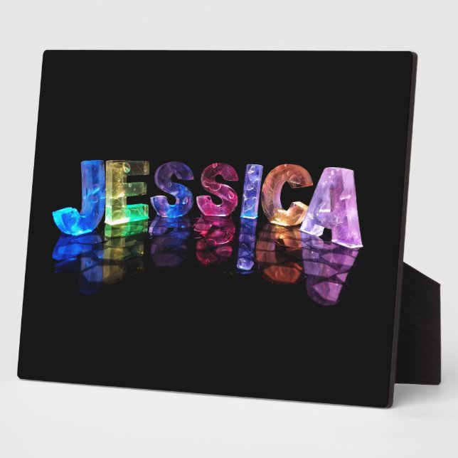 The Name Jessica in 3D Lights (Photograph) Plaque (Side)