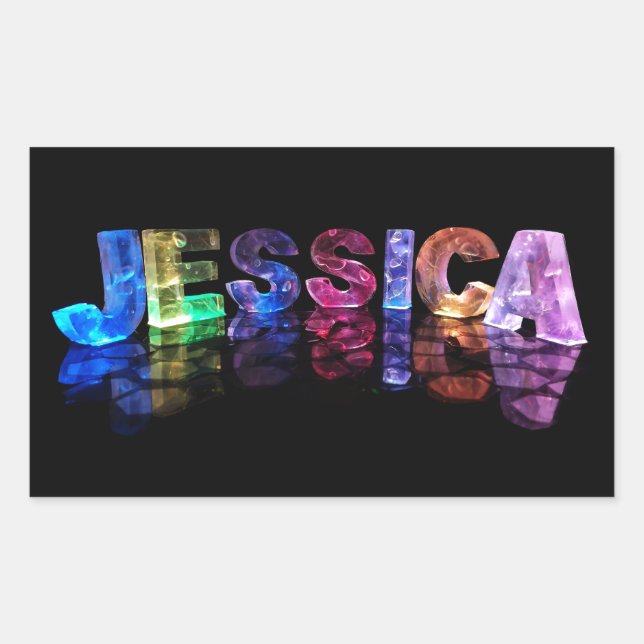 The Name Jessica in 3D Lights (Photograph) Rectangular Sticker (Front)
