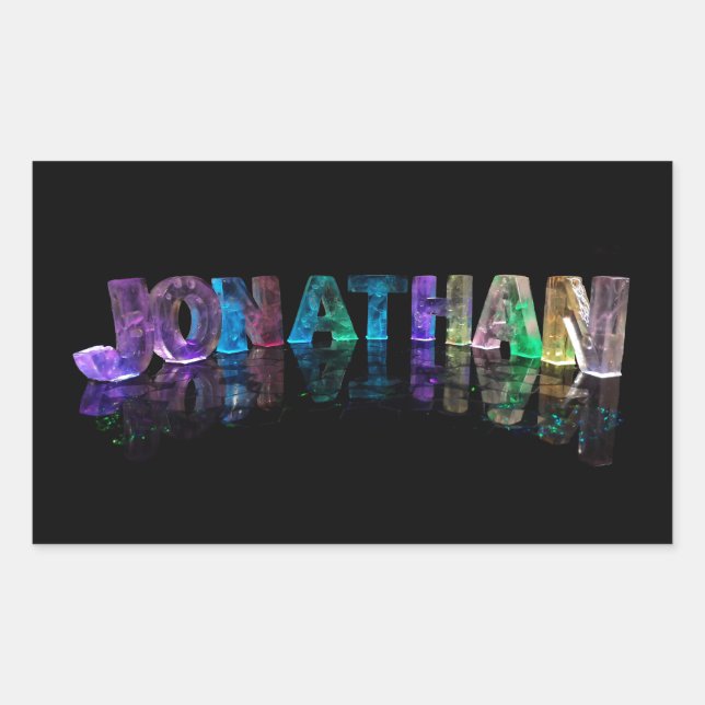 The Name Jonathan in 3D Lights (Photograph) Rectangular Sticker (Front)