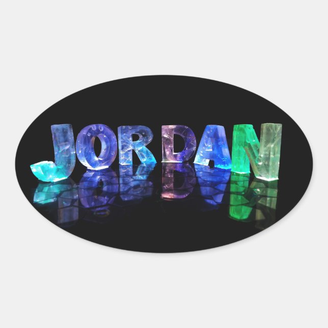 The Name Jordan in 3D Lights (Photograph) Oval Sticker (Front)