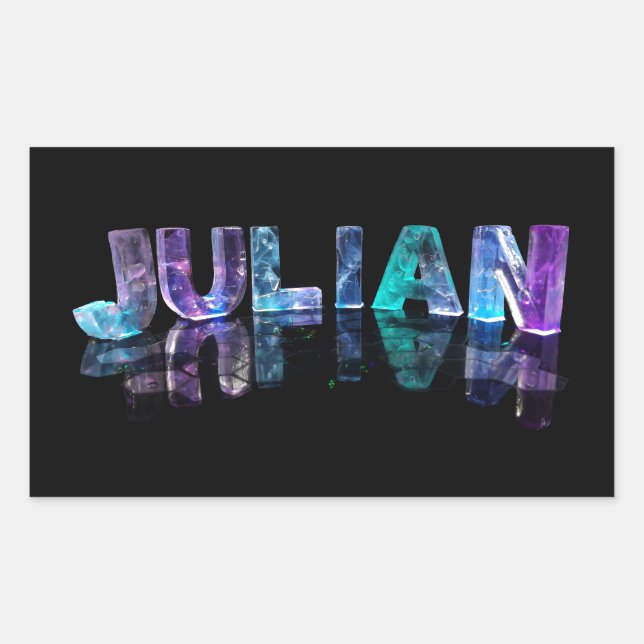 The Name Julian in 3D Lights (Photograph) Rectangular Sticker (Front)