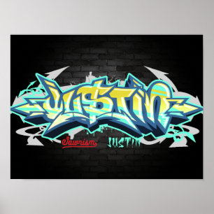 The name Justin in graffiti Poster