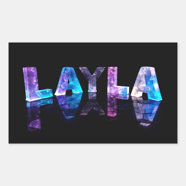 The Name Layla in 3D Lights (Photograph) Rectangular Sticker (Front)