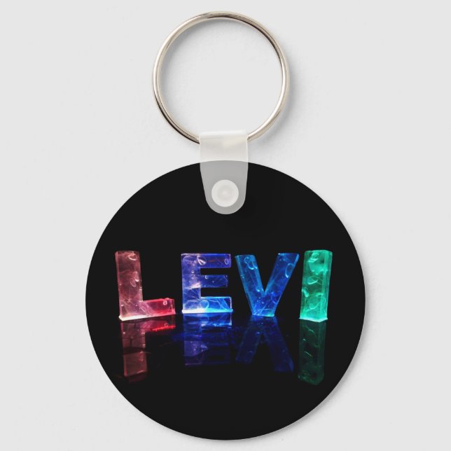 The Name Levi in 3D Lights (Photograph) Key Ring (Front)