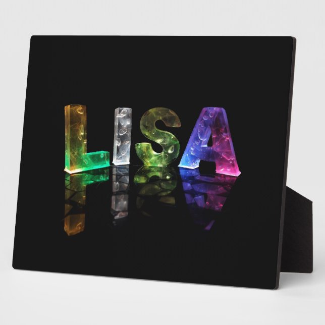 The Name Lisa in 3D Lights (Photograph) Plaque (Side)