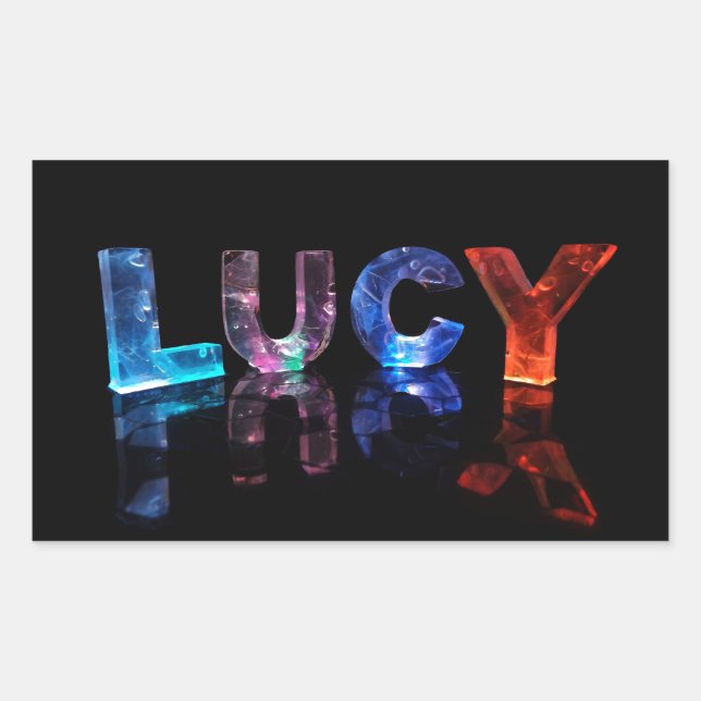 The Name Lucy in 3D Lights (Photograph) Rectangular Sticker (Front)