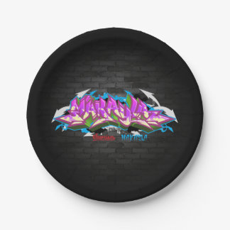 The name Makayla in graffiti Paper Plate