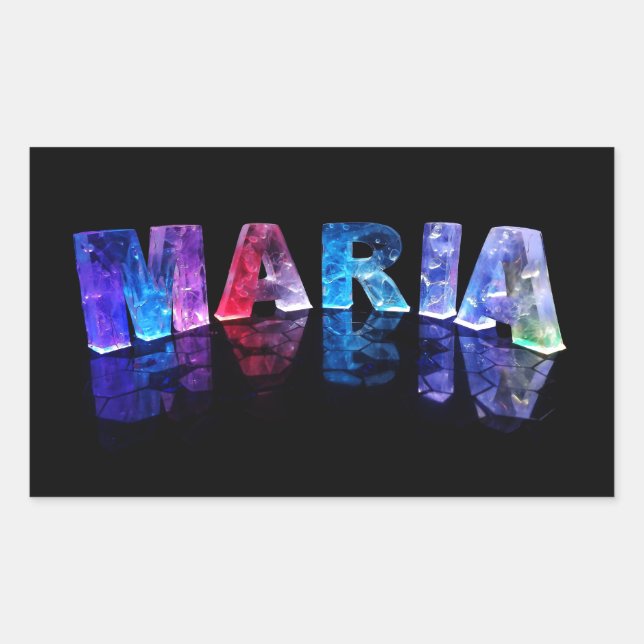 The Name Maria in 3D Lights (Photograph) Rectangular Sticker (Front)