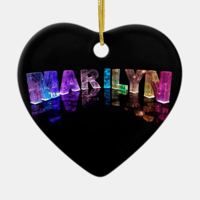 The Name Marilyn in 3D Lights (Photogarph) Ceramic Ornament (Front)