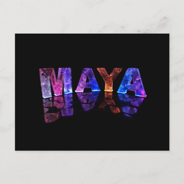 The Name Maya in 3D Lights (Photograph) Postcard (Front)