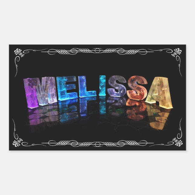 The Name Melissa in 3D Lights (Photograph) Rectangular Sticker (Front)
