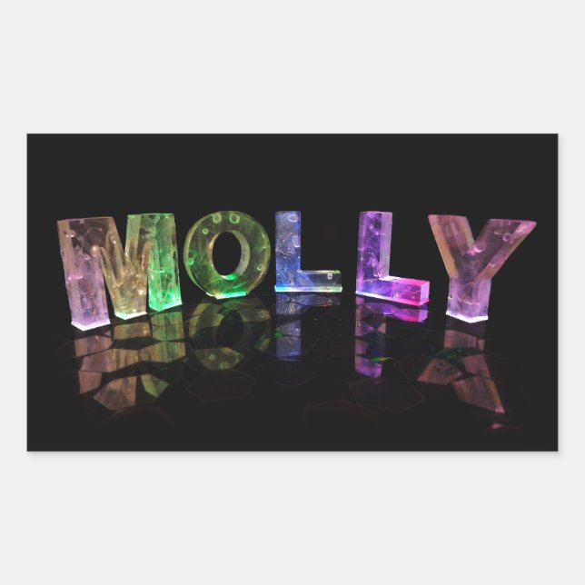 The Name Molly in 3D Lights (Photograph) Rectangular Sticker (Front)