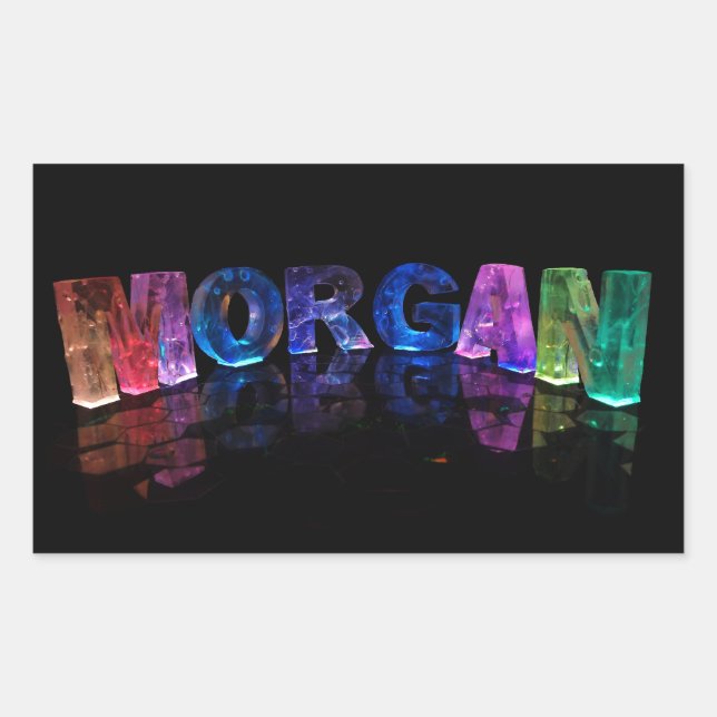 The Name Morgan in 3D Lights (Photograph) Rectangular Sticker (Front)
