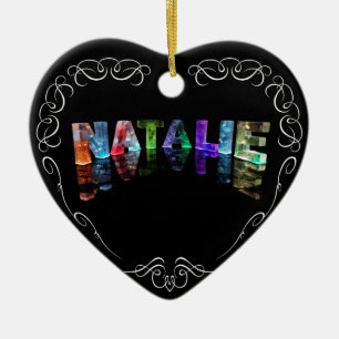 The Name Natalie -  Name in Lights (Photograph) Ceramic Tree Decoration