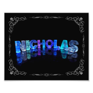 The Name Nicholas - Name in Lights (Photograph) Photo Print