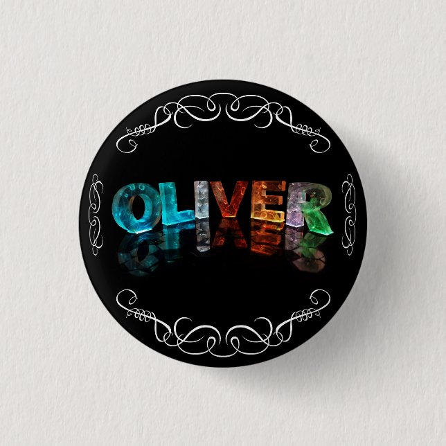 The Name Oliver -  Name in Lights (Photograph) 3 Cm Round Badge (Front)