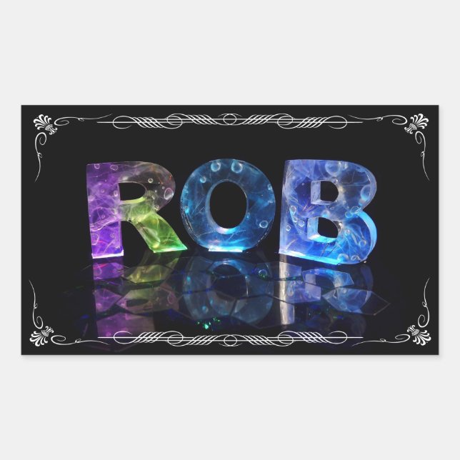The Name Rob in 3D Lights (Photograph) Rectangular Sticker (Front)