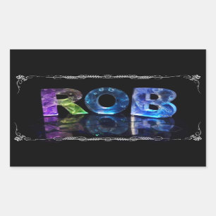 The Name Rob in 3D Lights (Photograph) Rectangular Sticker